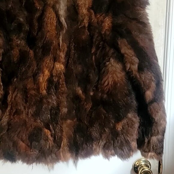 Vintage Real Fox / Coyote Fur Coat Jacket Brown Medium Women Mobwife Glam Disco - Picture 8 of 14